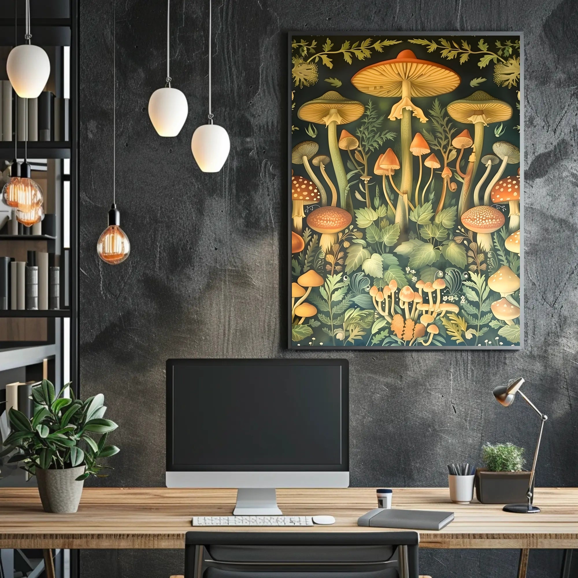 Mushroom Wonderland in Vintage Botanical Illustration Educational Poster