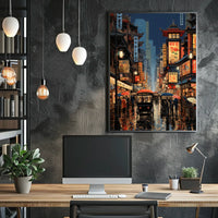 Vibrant Asian City Street Scene Historical Heritage Poster