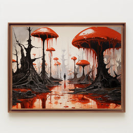 Surreal Mushroom World in Fantasy or Mythology Poster