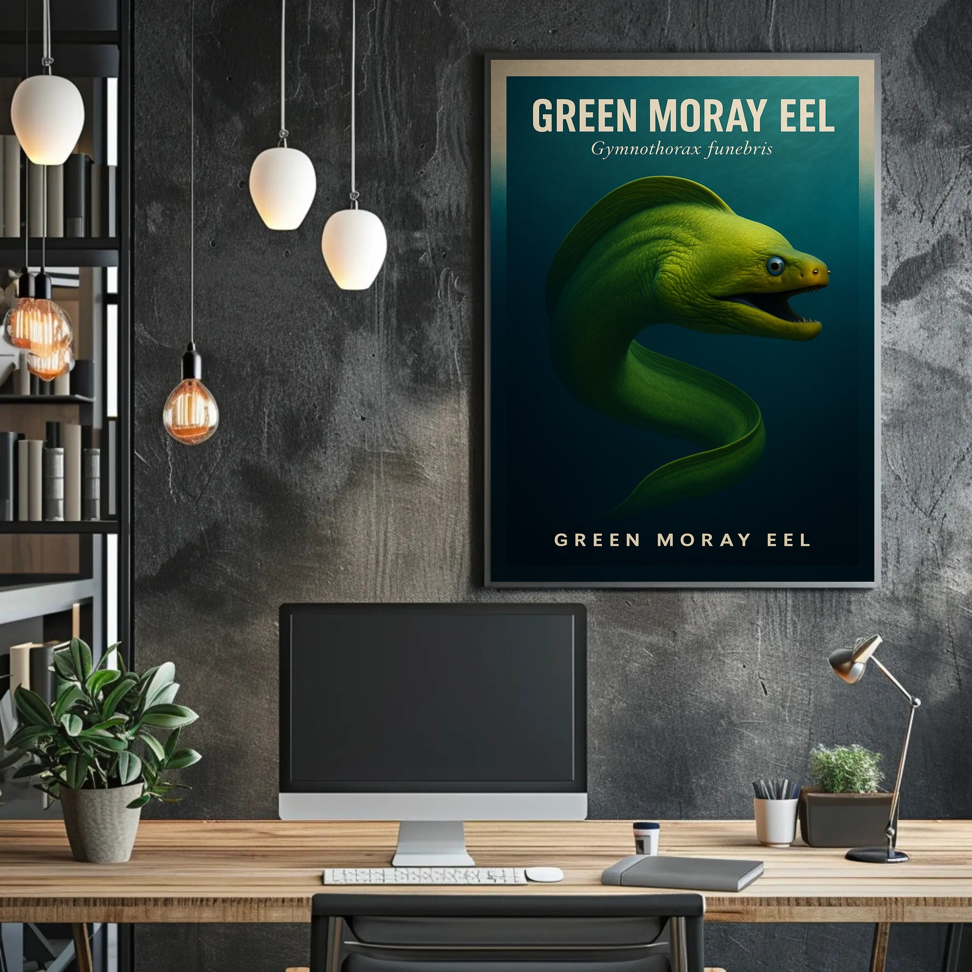 Green Moray Eel Photorealistic Artwork Animal Poster PosterGoat