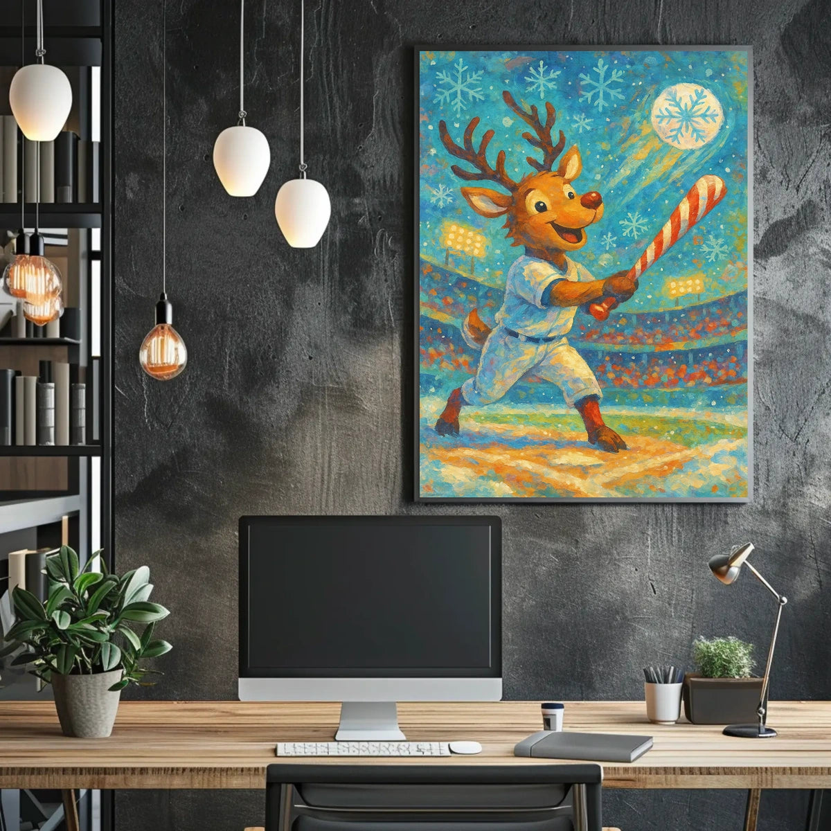 Reindeer Baseball Magic Poster