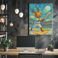 Reindeer Baseball Magic Poster