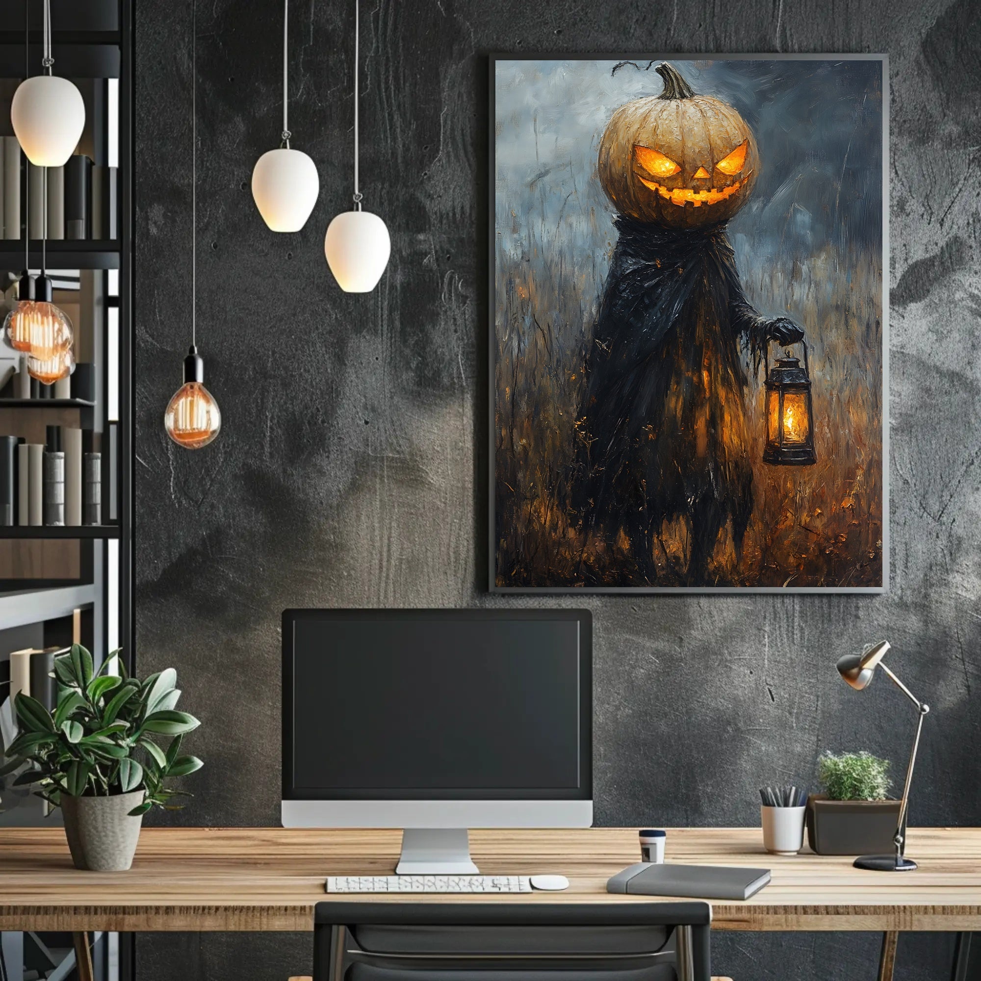 Haunting Pumpkin Lantern Fantasy or Mythology Poster
