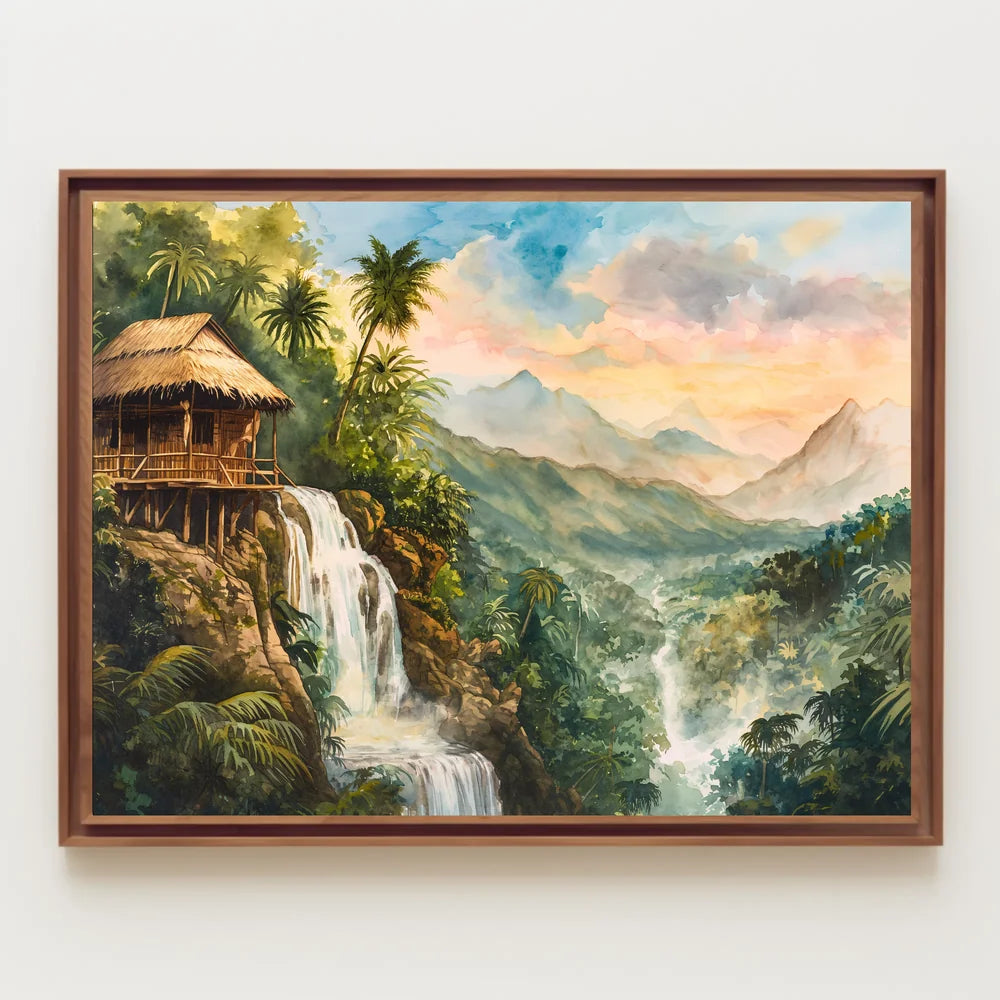 Serene Jungle Waterfall Escape Art Poster