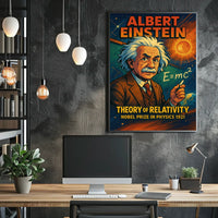 Einstein Relativity Vintage Science Office Poster