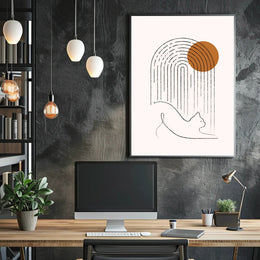 Minimalist Cat and Arch Design Poster