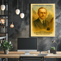 Calvin Coolidge 30th President of the United States Vintage Watercolor Poster