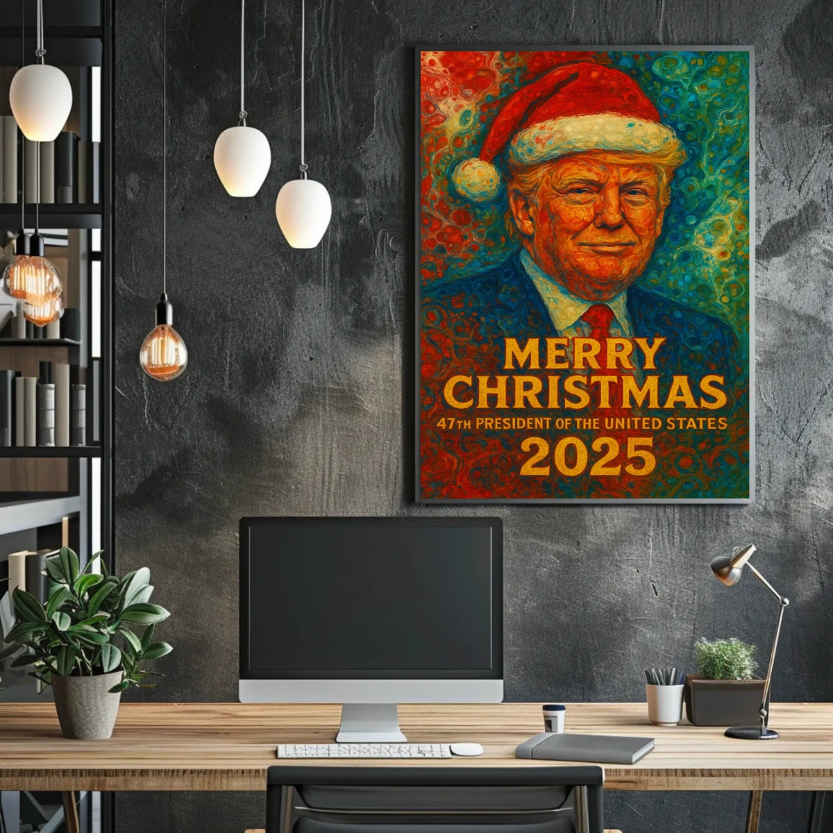 Festive Van Gogh-Inspired Merry Christmas Artistic Poster
