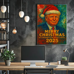 Festive Van Gogh-Inspired Merry Christmas Artistic Poster