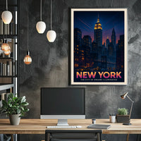New York Nightscape Dreams Skyline Poster Modern Wall Art