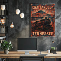 Chattanooga Steam Locomotive Nostalgia Steampunk Americana Heritage Travel Poster
