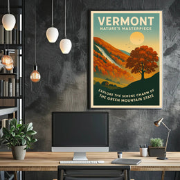 Vermont Autumn Landscape Poster Vintage Art Print