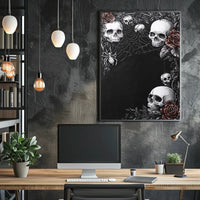 Gothic Skulls And Roses Poster