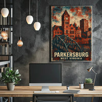 Parkersburg WV Scenic Vintage River Town Collectors Poster