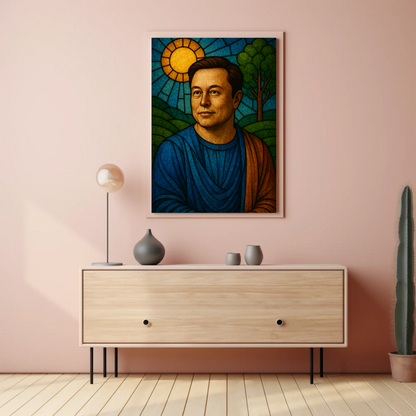 Elon Musk Modern Icon Stained Glass Poster