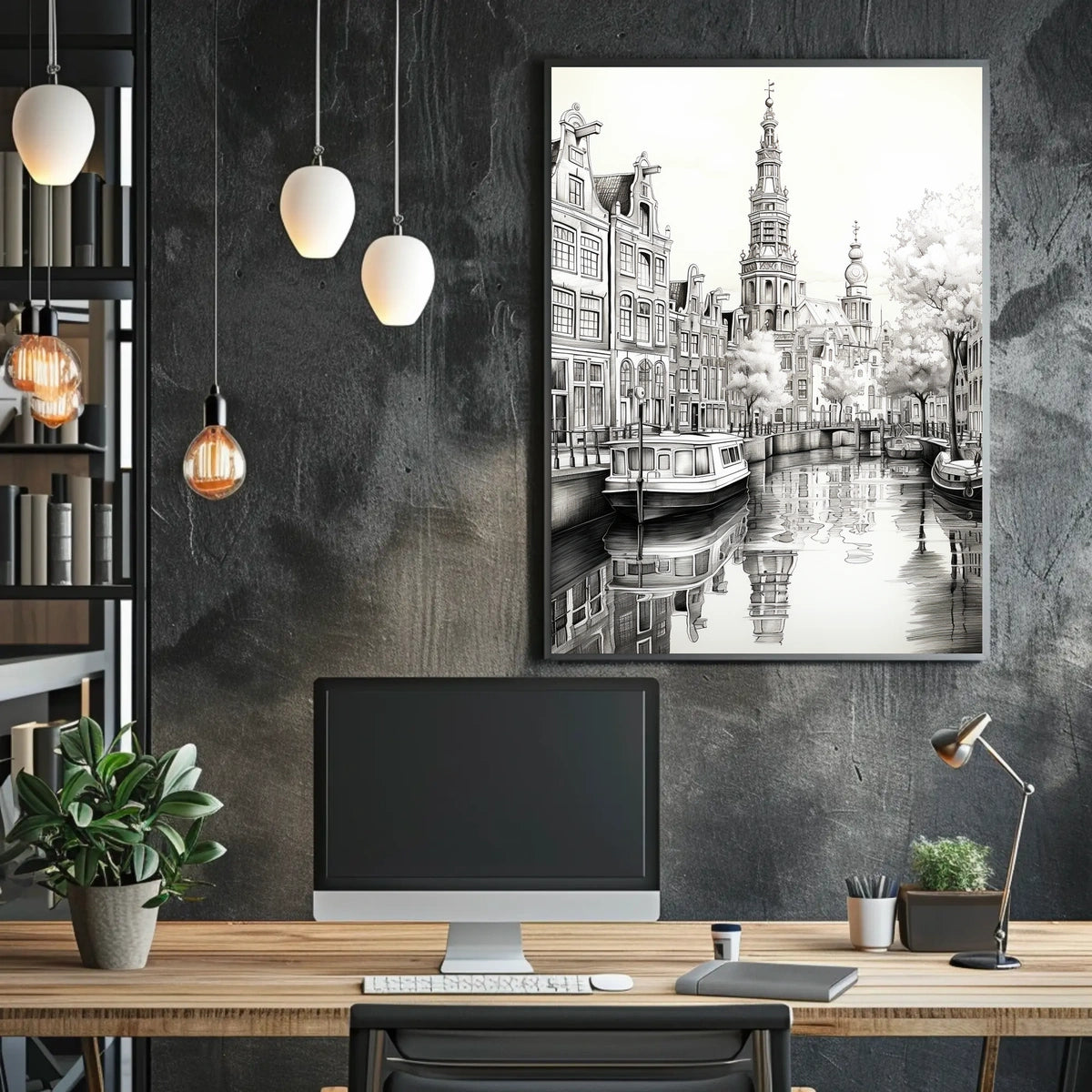 Amsterdam Scenic Canal Travel Poster