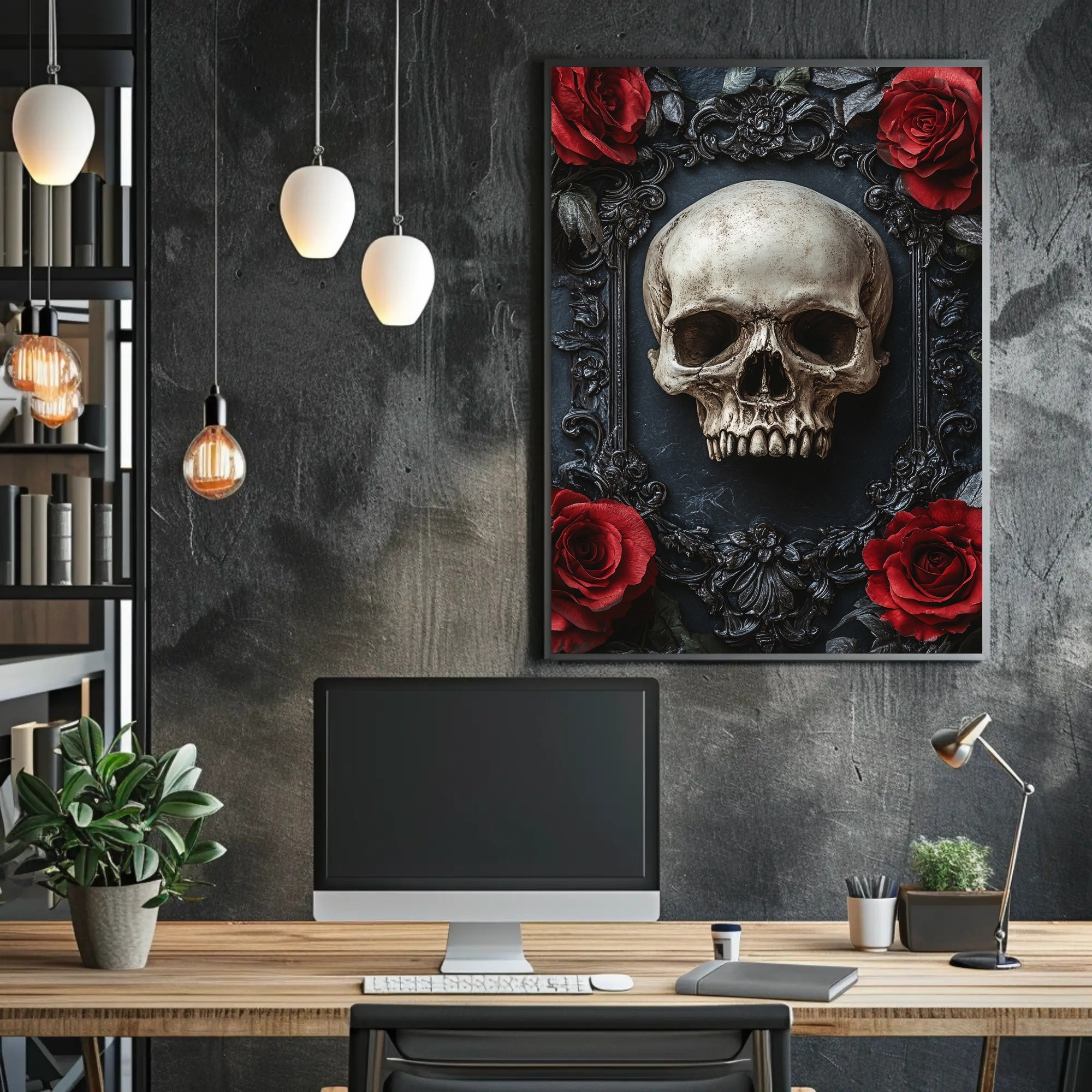 Skull And Roses Poster