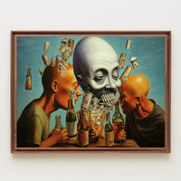 Eerie Scene with Skull and Bottles Abstract or Artistic Poster