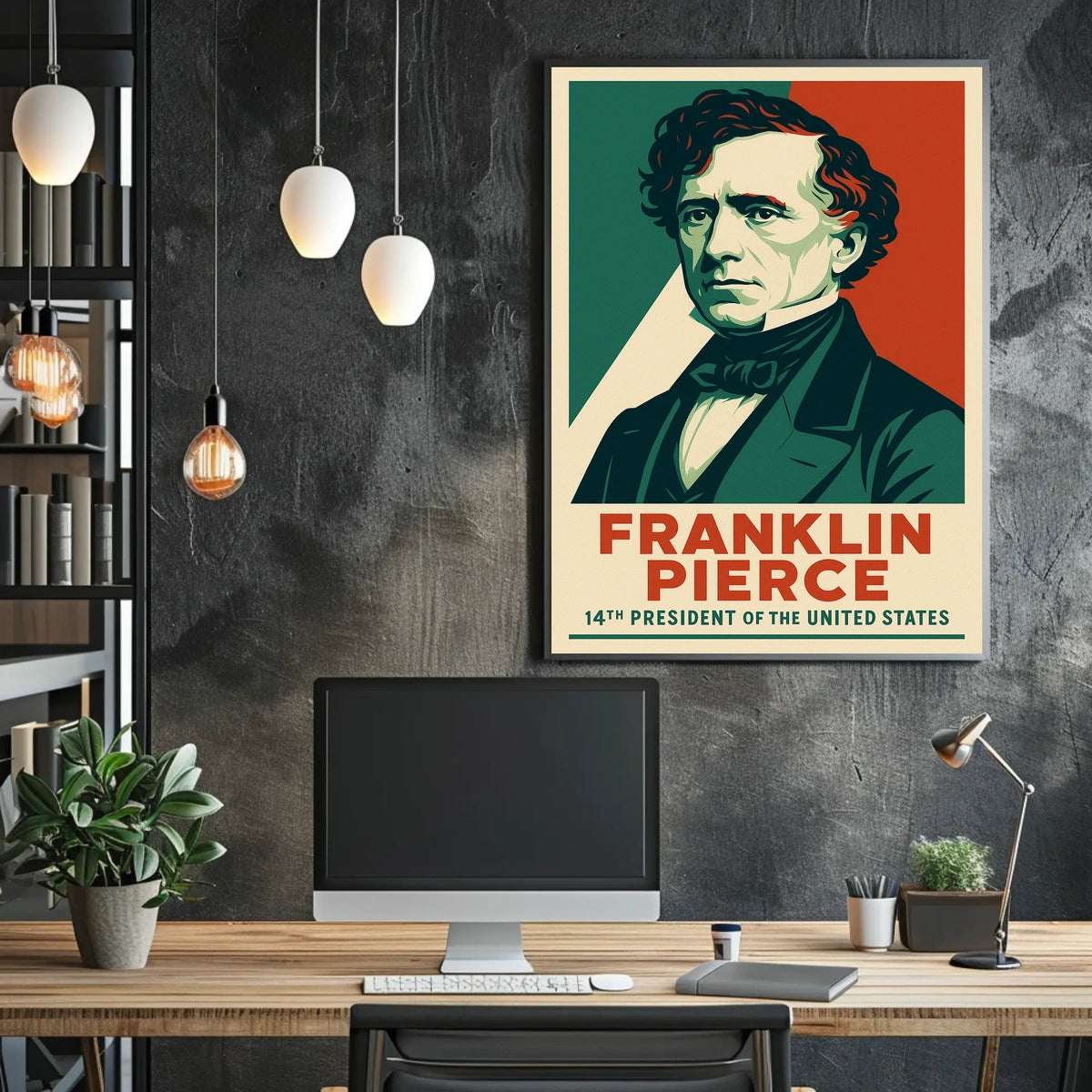Franklin Pierce Patriotic Art Poster Historical Presidential Poster
