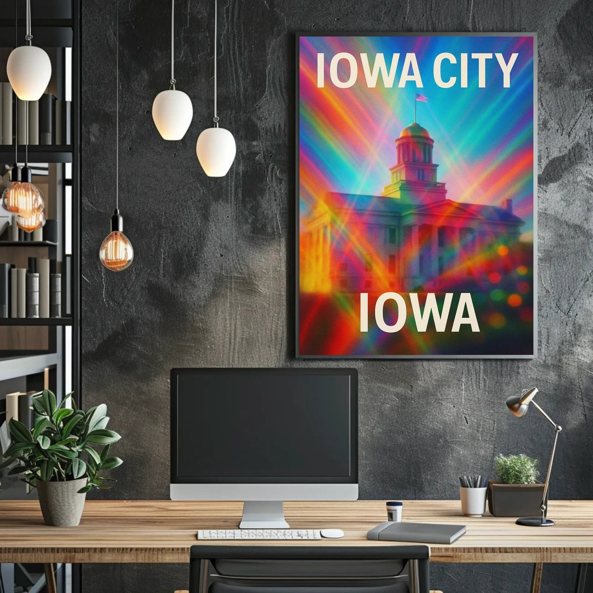 Vivid Iowa City Urban Skyline Cityscape Realism Photography Artistry Timeless Midwest Creative Vibe Poster