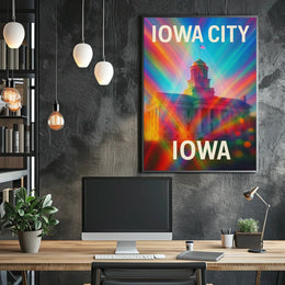 Vivid Iowa City Urban Skyline Cityscape Realism Photography Artistry Timeless Midwest Creative Vibe Poster