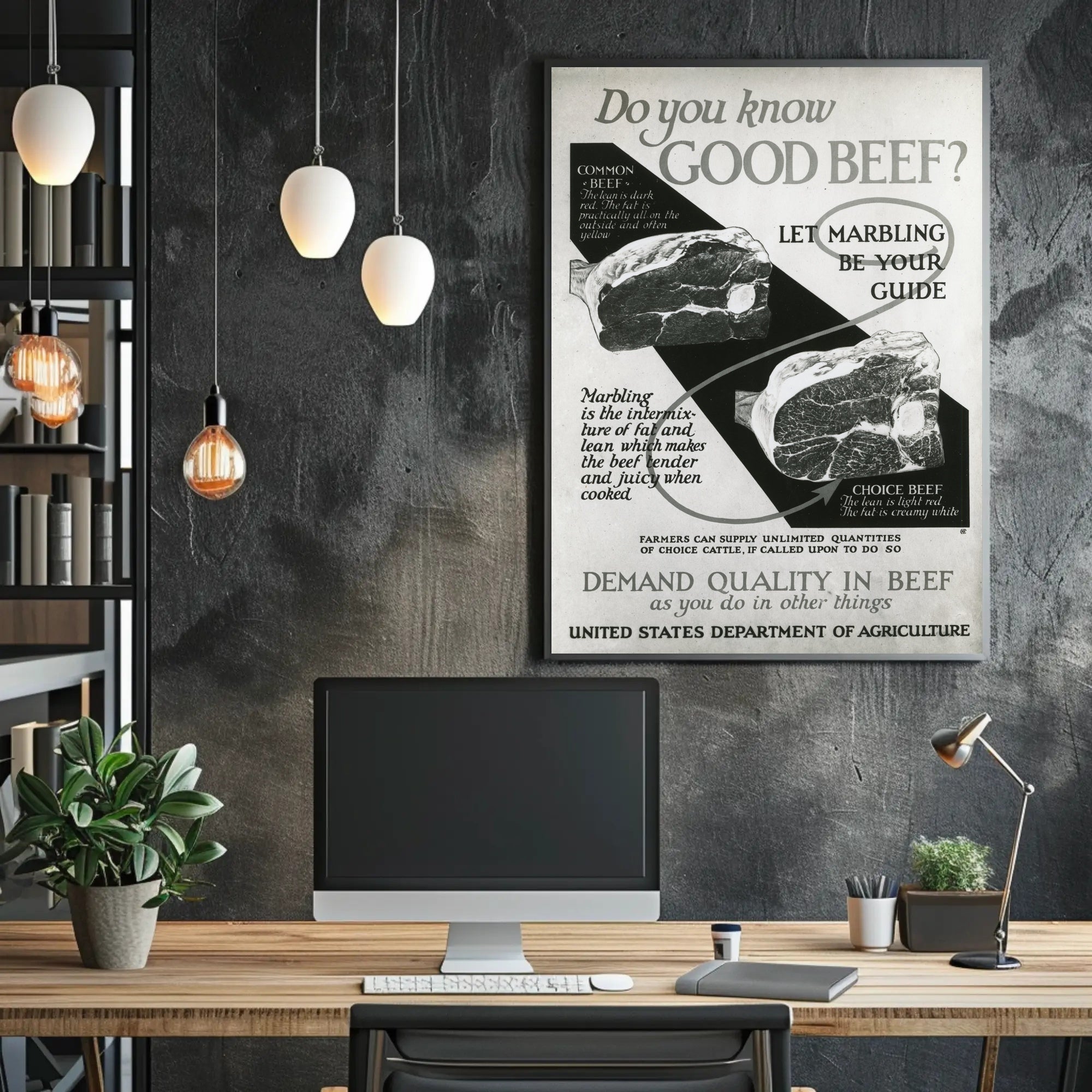Quality Beef Vintage Educational Poster PosterGoat