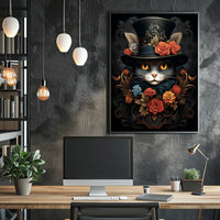 Whimsical Cat in Baroque Top Hat Fantasy Poster