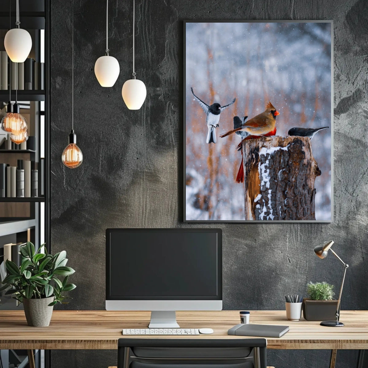 Winter Birds In Flight Poster