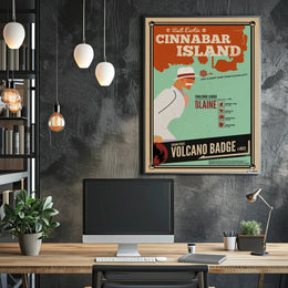 Cinnabar Island Retro Poster: Pokémon Adventure Travel Poster PosterGoat