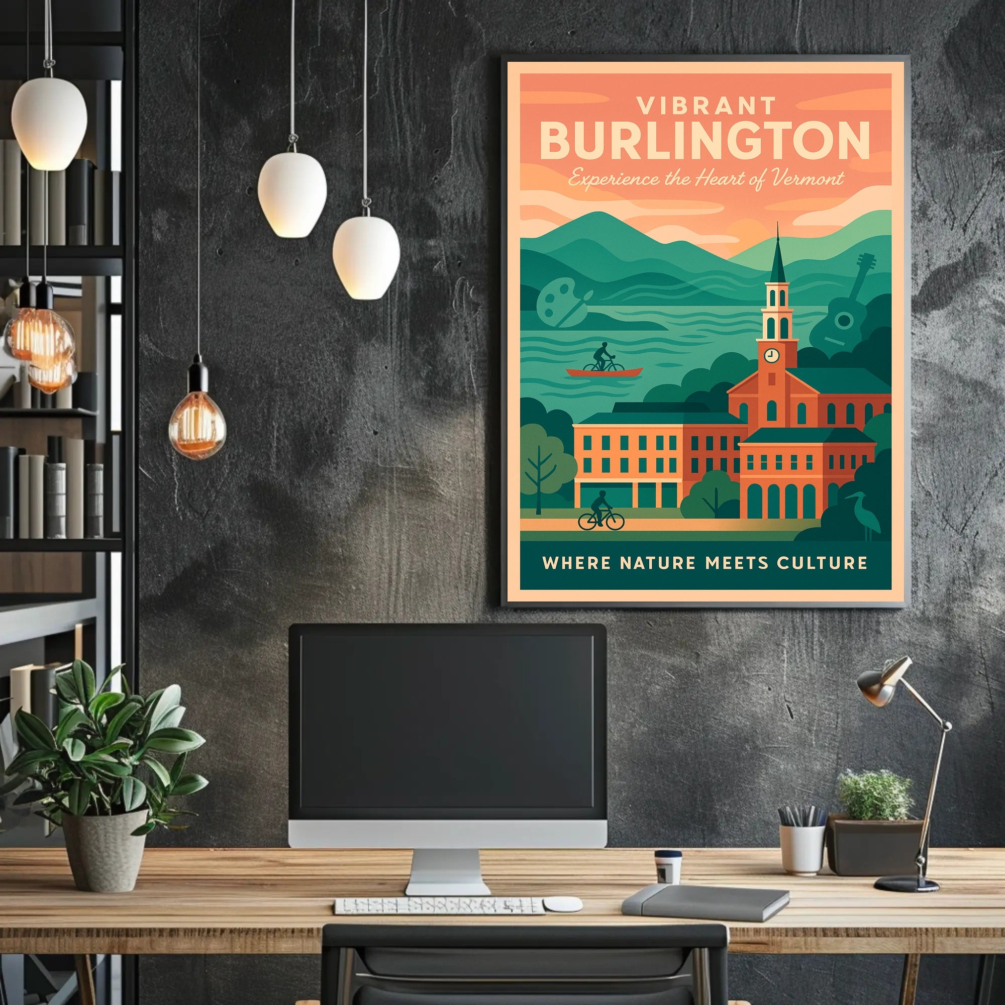 Burlington Vermont Culture and Nature Travel Poster PosterGoat