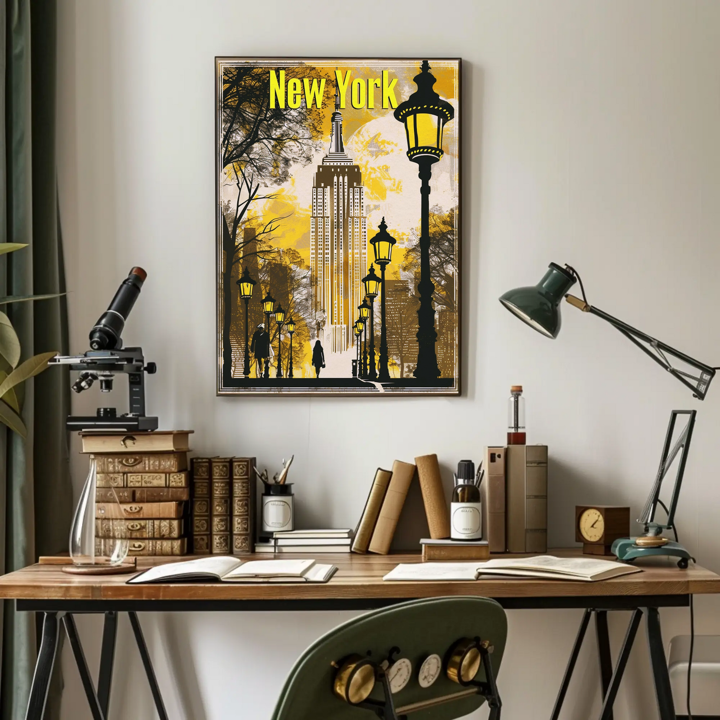 Empire State Building in Autumn Vintage Style Poster