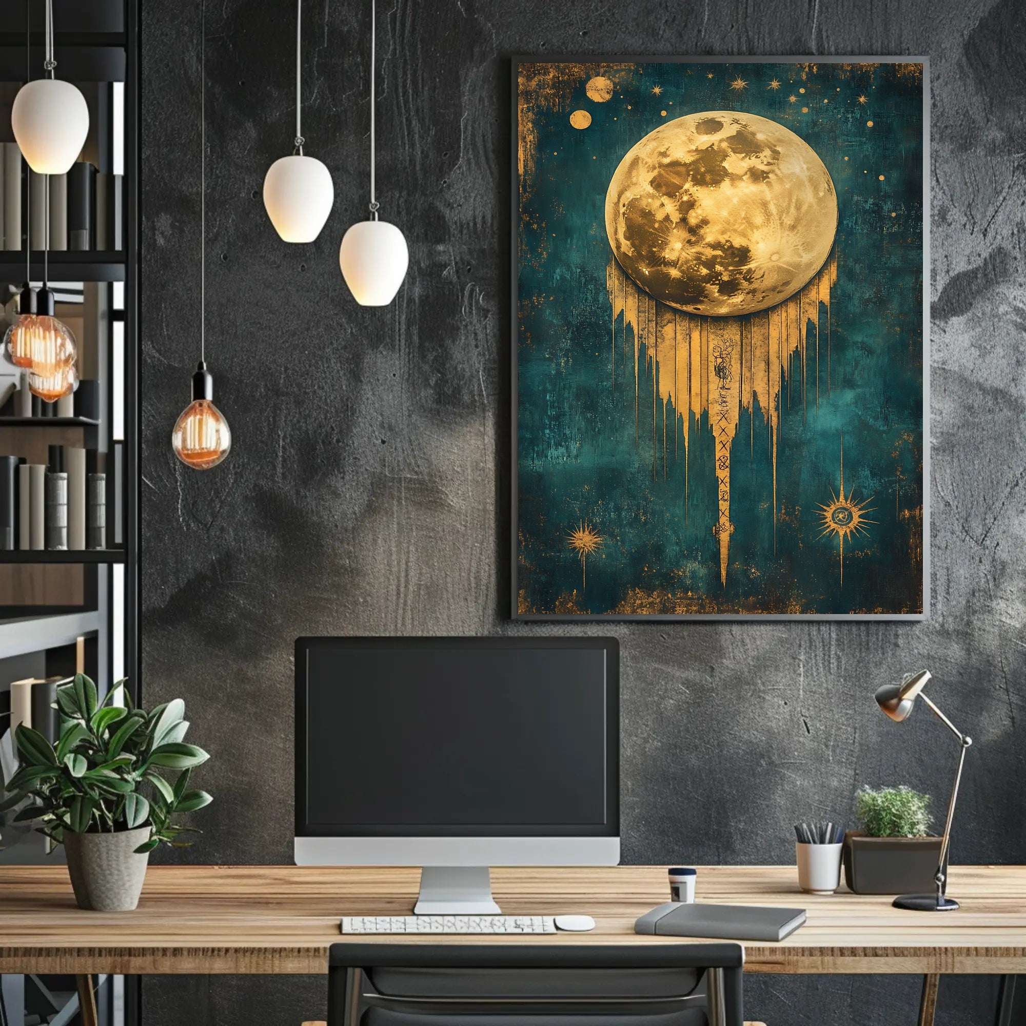 Golden Moon Surreal Artistry Space or Astronomy Poster