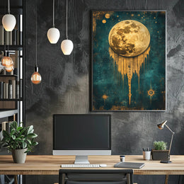 Golden Moon Surreal Artistry Space or Astronomy Poster