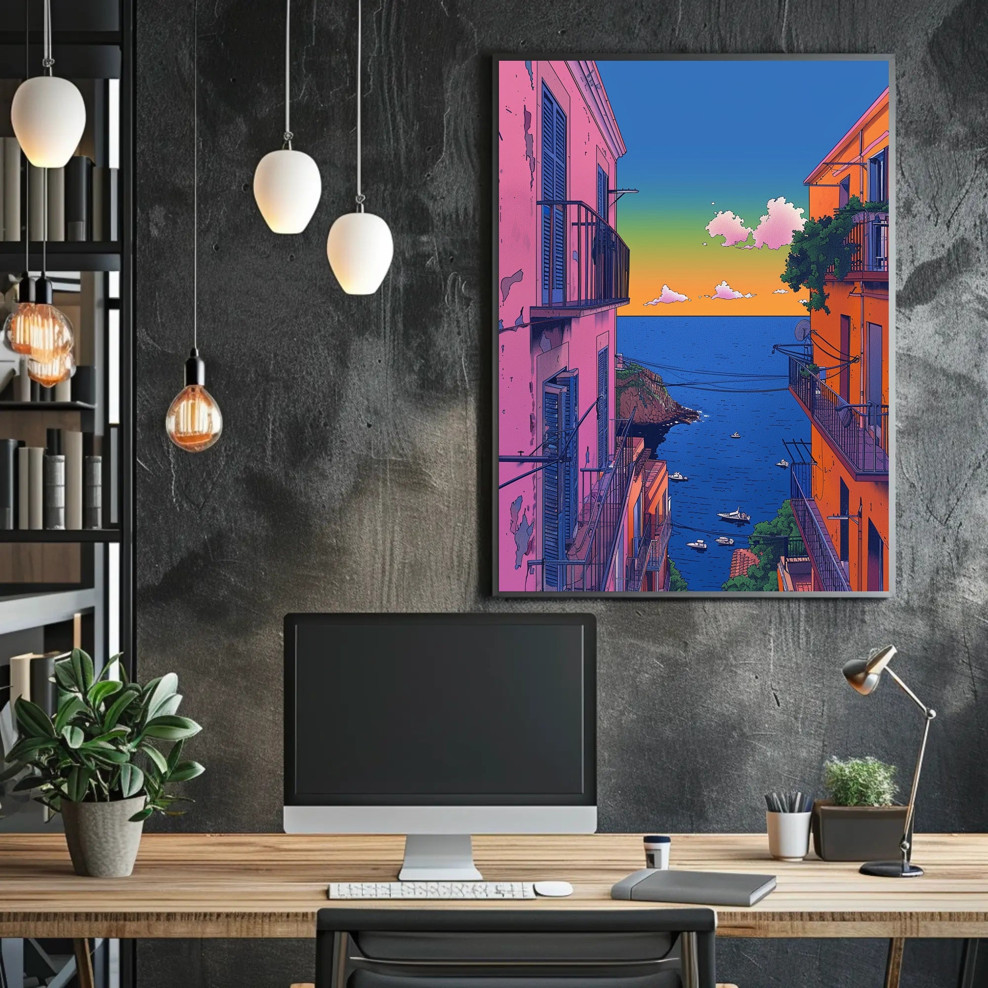 Coastal Sunset Serenity Art Print Poster PosterGoat