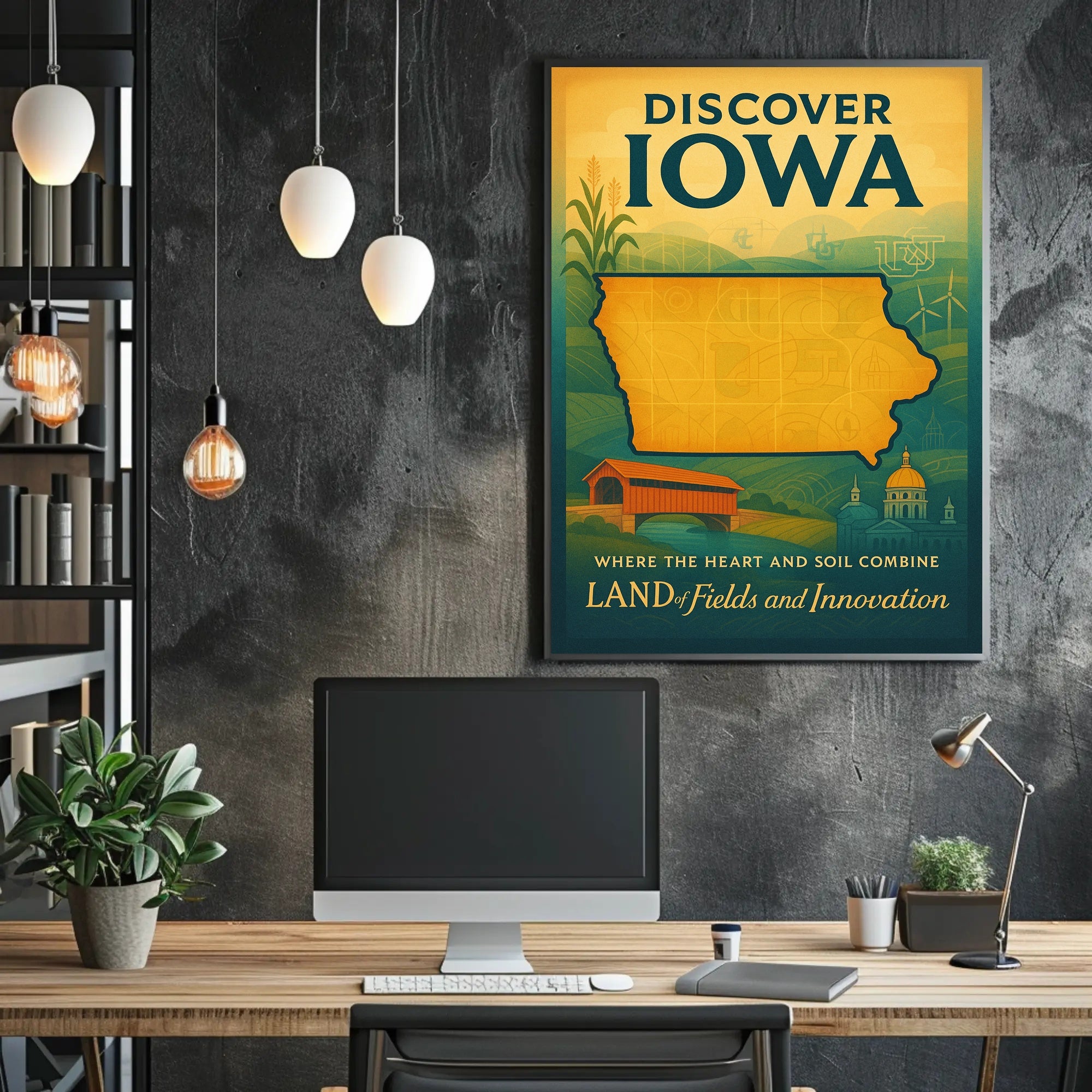 Discover Iowa Vintage Travel Poster