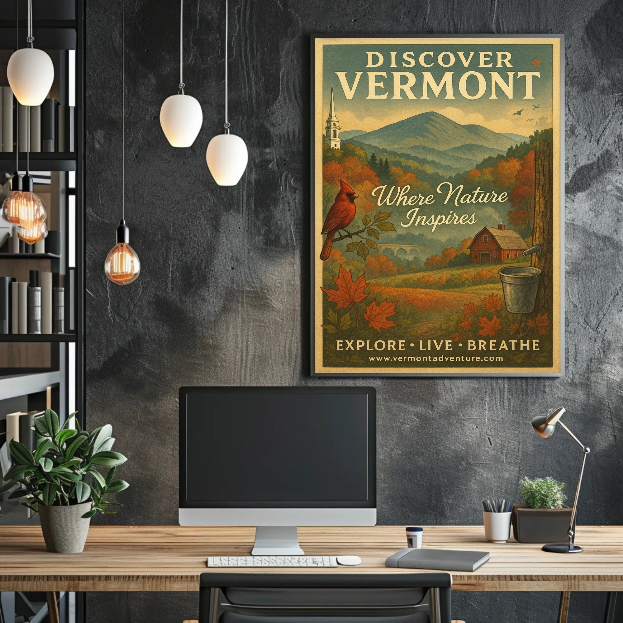 Discover Vermont Vintage Poster Wall Art