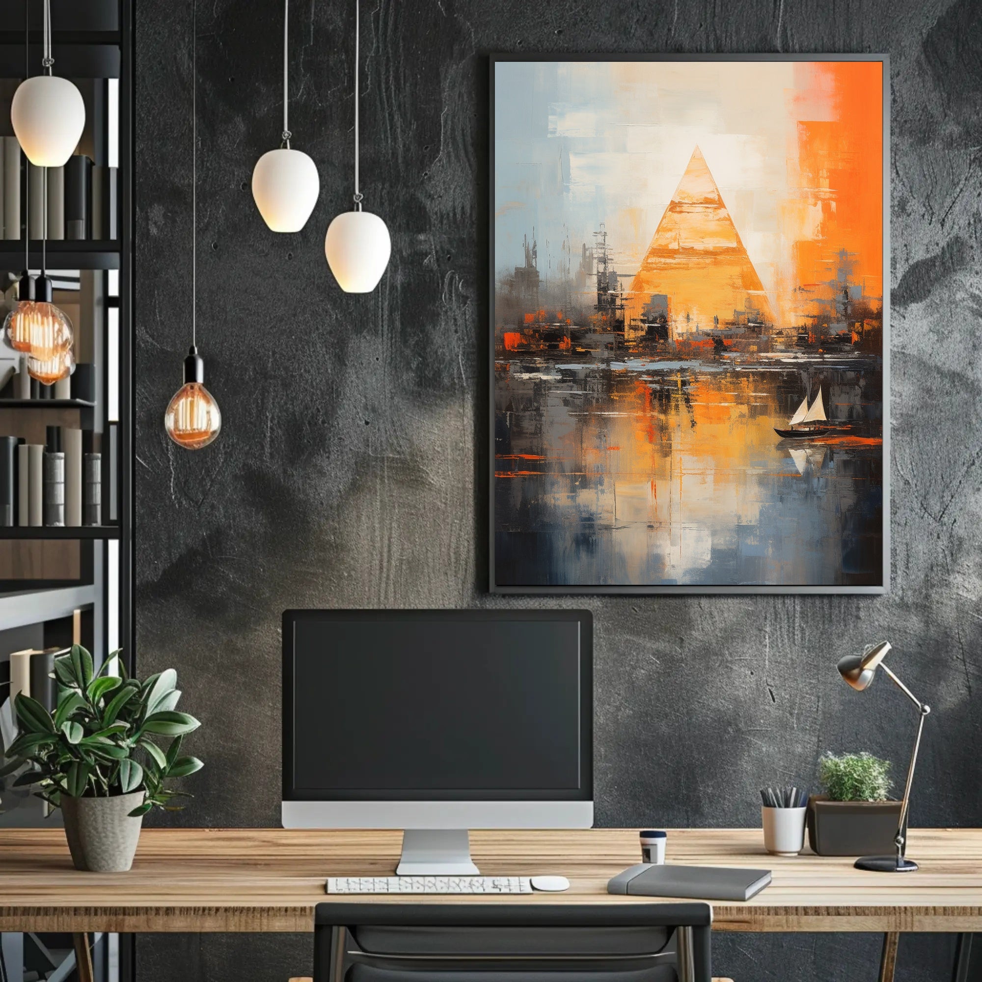 Pyramid Oasis Dreamscape Abstract Artistic Poster