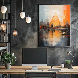 Pyramid Oasis Dreamscape Abstract Artistic Poster