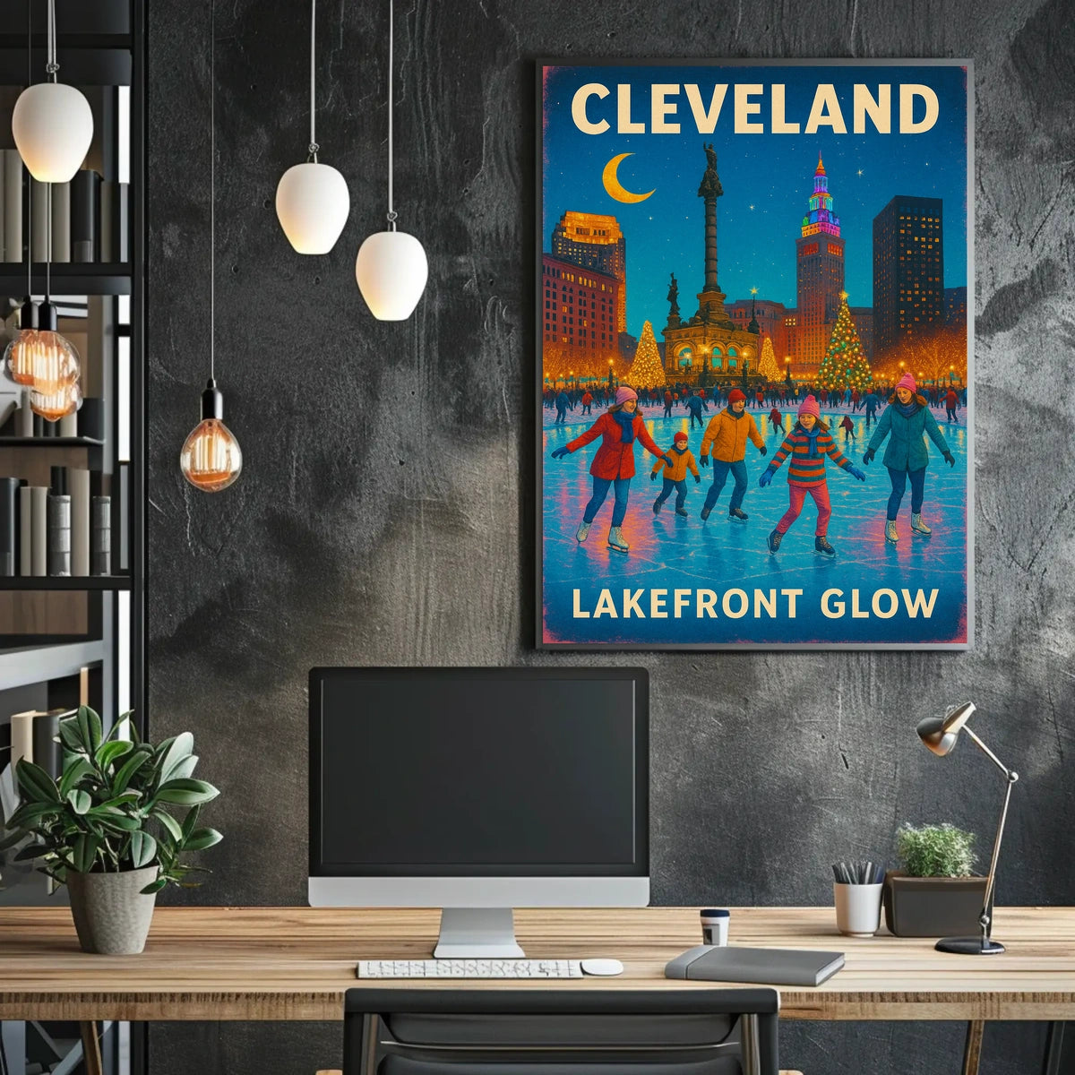 Cleveland Lakefront Glow Poster