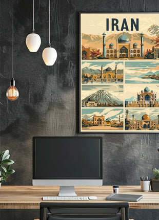 Iranian Landmarks Vintage Travel Poster