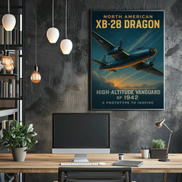 Vintage Aviation Poster: XB-28 Dragon Soaring Skyward