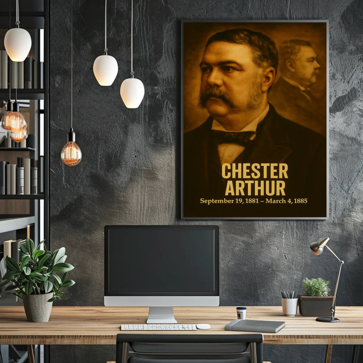 Chester A Arthur Poster Vintage Analog Film Aesthetic Presidential Portrait Wall Art 21st President United States