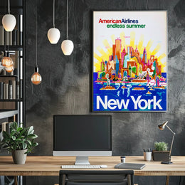 Endless Summer New York City Poster Vintage Wall Art
