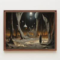 Surreal Landscape with Cloaked Figure Fantasy or Mythology Poster