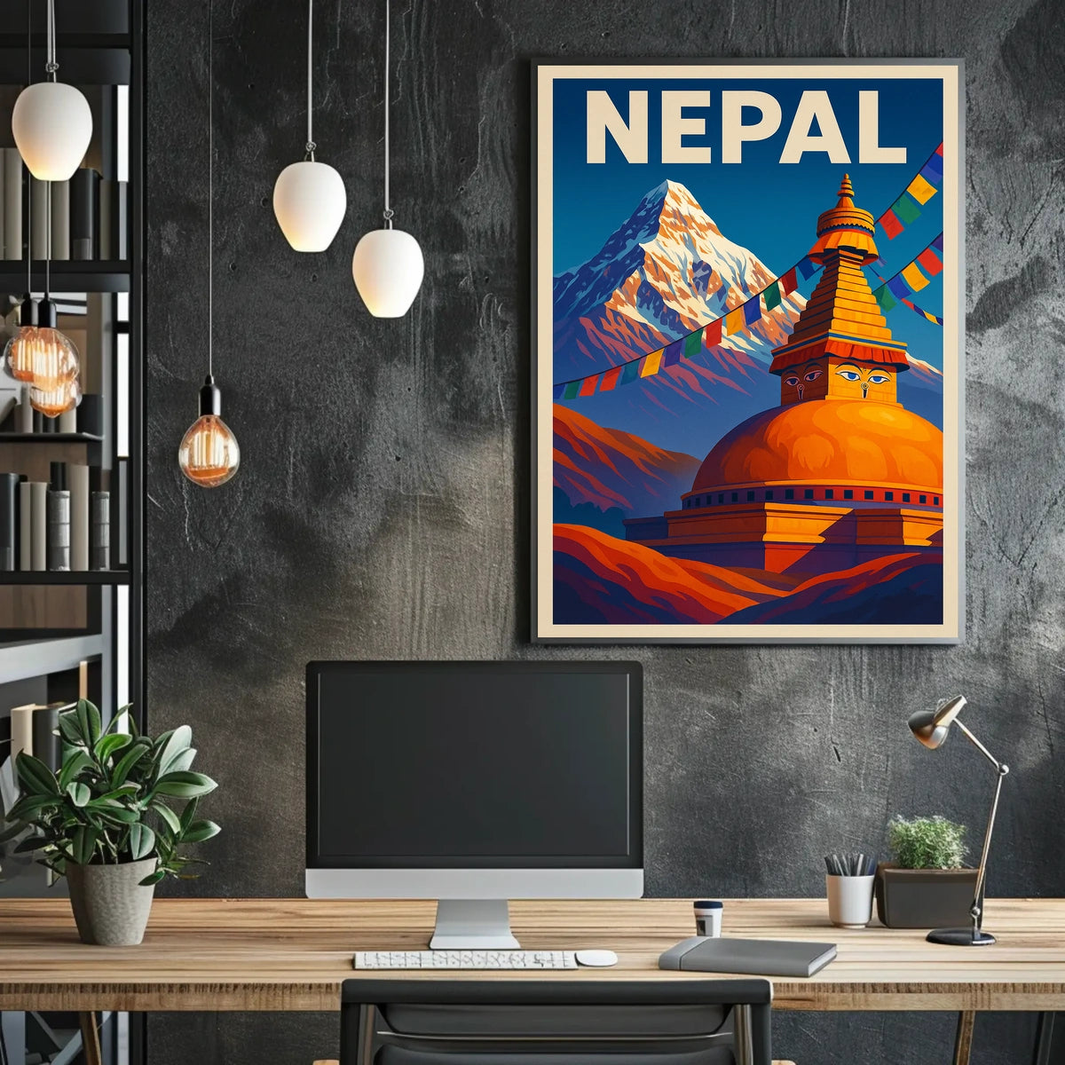 Nepal Land of Mountains and Stupas Poster