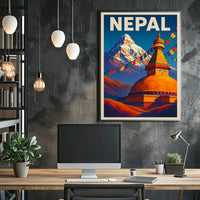 Nepal Land of Mountains and Stupas Poster