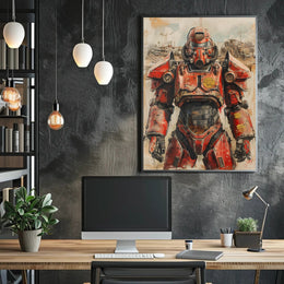 Retro Futuristic Warrior Poster PosterGoat