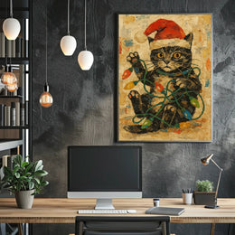 Festive Feline Chaos Poster