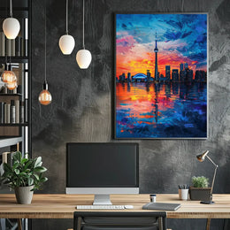 Toronto Skyline Sunset: Impressionistic Urban Art Poster
