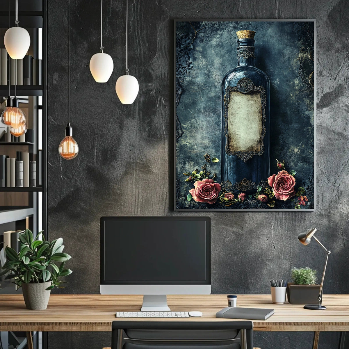 Ornate Vintage Glass Bottle Art Print Poster